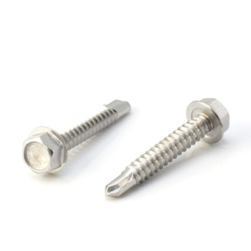 THE CIMPLE CO #14 Size, 1 1/2" Length (38mm) - Self Tapping/Drilling Screw - 410 Stainless Steel Screws - Long Wearing and Corrosion Hardy - Hex Washer Head - 100pcs - Image 1